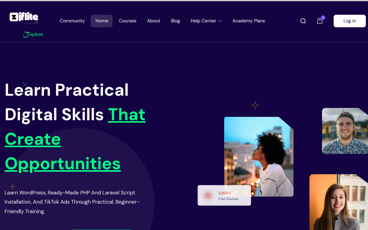 Ziflite Academy website project preview