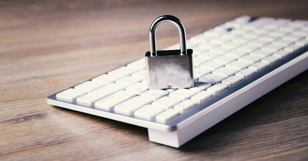 Padlock on a computer keyboard representing WordPress website security